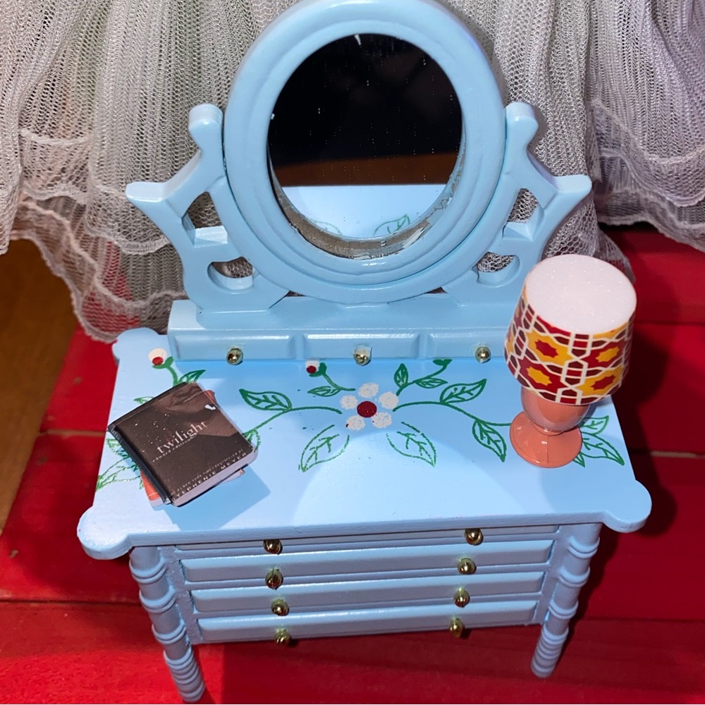 Blue Vanity Dresser with Mirror